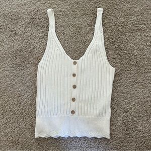 Abercrombie &Fitch Ribbed Knitted Tank Top with Buttons in Cream